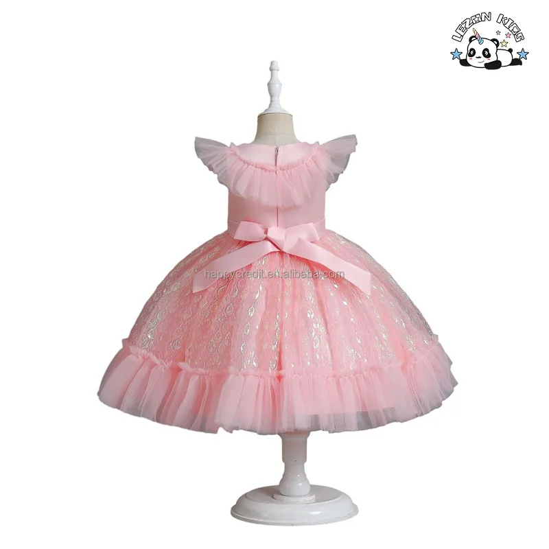 LEZONKIDS - New Fluorescent Jacquard Sequined Princess Tulle Dress Flower Girl Dresses Wedding Kids white